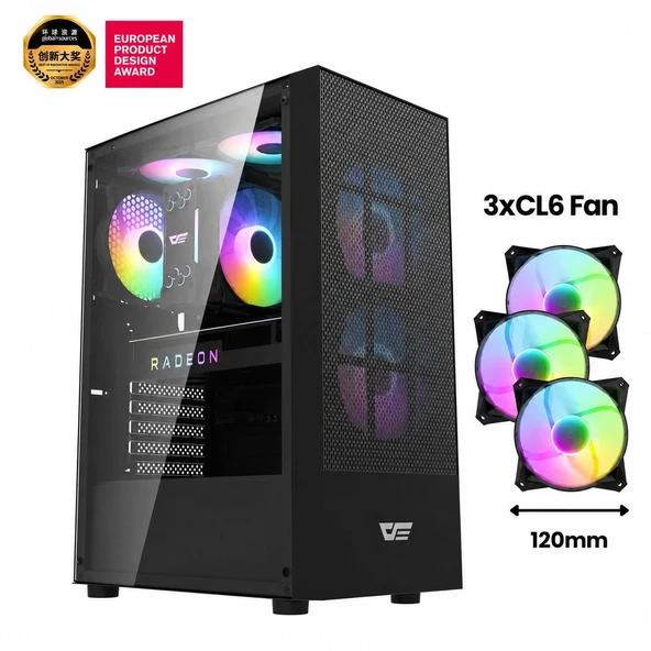 Aigo / DarkFlash A290 Usb3.0 3×12CM Fan Temperlı Cam Sıyah Atx Oyuncu Kasası (Psu Yok) ürün görseli 1