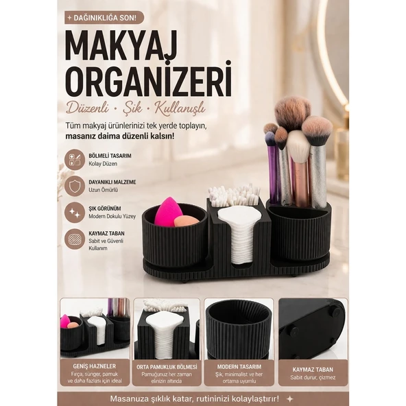 Makyaj Organizeri | Bölmeli Kozmetik Düzenleyici,Geniş Hazneli, Şık ve Dayanıklı Tasarım ürün görseli 1