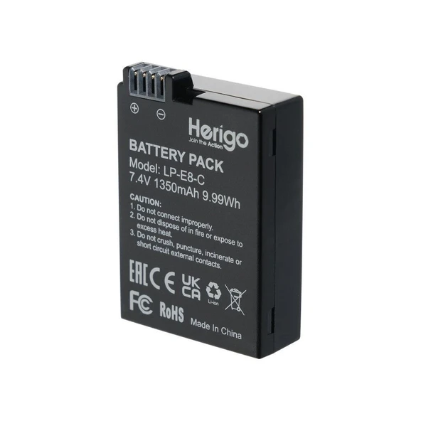 Herigo LP-E8-C 1350mAh Type-C Şarjlı Batarya (LP-E8 Uyumlu) - Resim 2