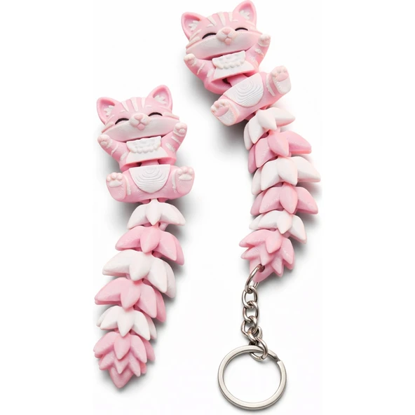 Sevimli Esnek Kedi Anahtarlık – Hareketli Fidget Tasarım 2'li ürün görseli 1