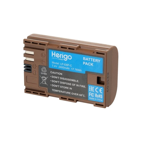 Herigo LP-E6P-C 2400mAh Type-C Şarjlı Batarya (LP-E6 Uyumlu) ürün görseli 1