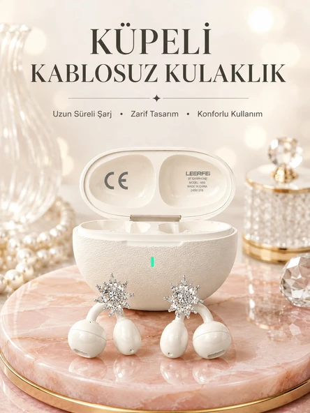 Küpeli Kablosuz Kulaklık Uzun Süreli Batarya Performansı ürün görseli 1