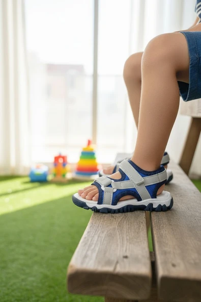 Enoch Çocuk Çoklu Cırt Cırtlı Bantlı Ortopedik Kalın Esnek Tabanlı Spor Sandalet ürün görseli 1