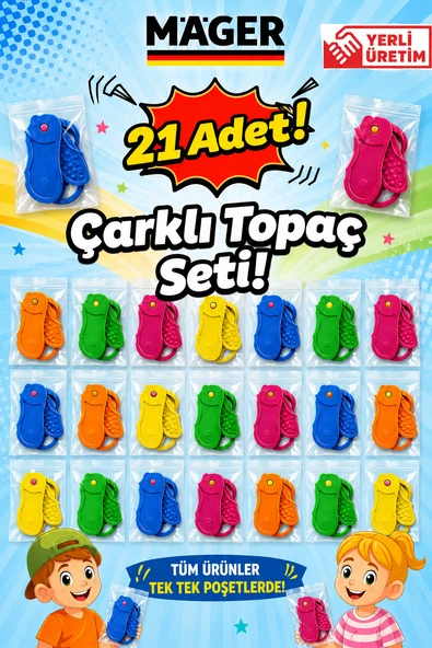 21 Adet Uğur Böceği Çarklı Taso Disk Atar Fırfır Topaç - Videolu ürün görseli 1