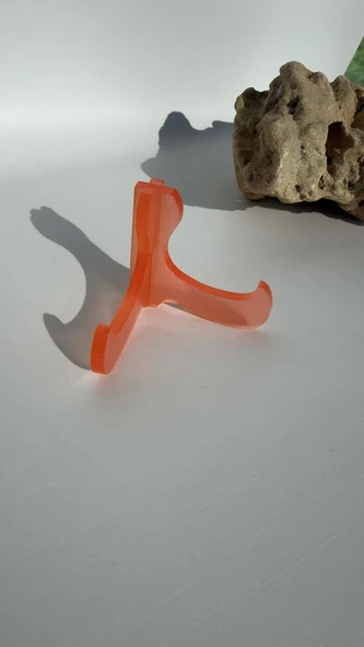 Parlak Turuncu Orkide Çiçeği Renkli Sedefli Çerçeve Tabak Teşir Ayağı Stand Şövalye El Yapımı Epoksi Hediyelik ürün görseli 1