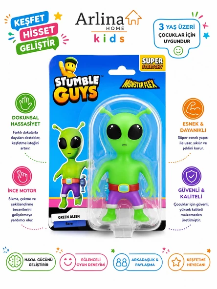 Stumble Guys  Esnek Fiğür Oyuncak Green Alıen ürün görseli 1