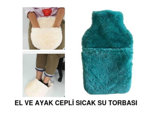 SICAK SU TORBASI CEPLİ YEŞİL PELUŞ TERMOFOR 32,5x17,5cm  1500 ML ürün görseli 1