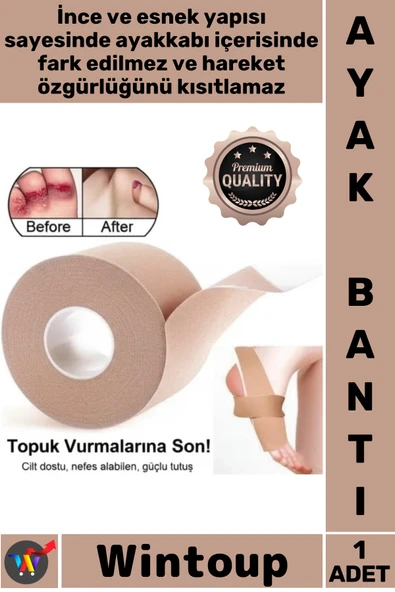 #Bant Topuk Koruyucu Esnek Cilt Dostu Ortopedik Ayakkabı Vurma Önleyici Rulo Bant 2.5 Cm X 5 Metre ürün görseli 1