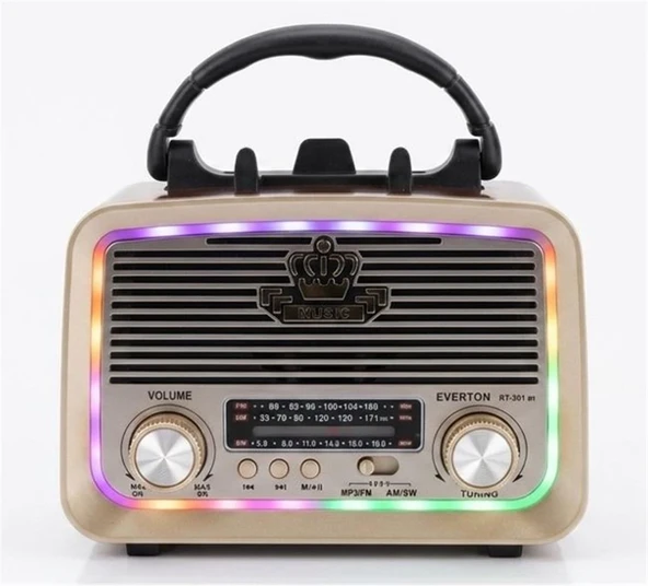 Everton RT-301.m  Bluetooth-USB-SD-FM Şarjlı,Solarlı,Ledli, Nostaljik Radyo El Fenerl Radyo ürün görseli 1