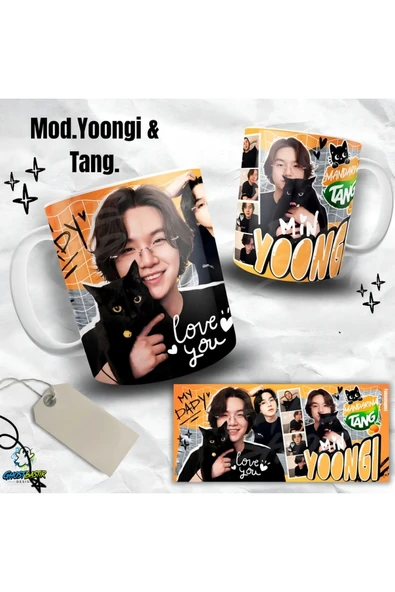 Mod. Yoongi ve Tang Kupa Bardak | Tek Adet K0326 ürün görseli 1