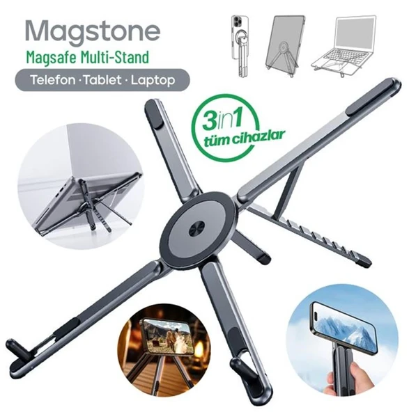 Feny FN-MS10 Magstone 360° Dönebi·len Ayarlanabi·li·r Kademeli· 3i·n1 Magsafe Laptop Stand ürün görseli 1