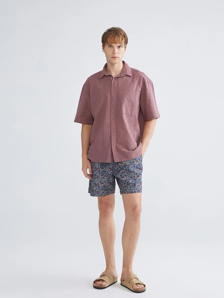 LCW SWIMWEAR Kahverengi Kısa Boy Desenli Erkek Deniz Şortu ürün görseli 1