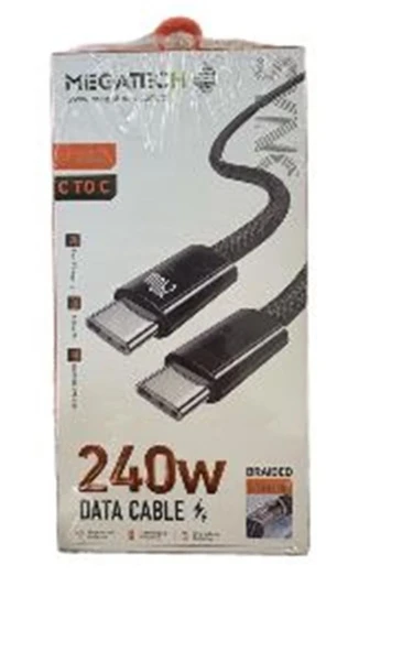 Megatech MT-240T Hasır Type-C To Type-c Data Kablosu ürün görseli 1