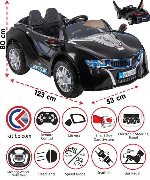 PİLSAN SPEED SONİC AKÜLÜ ARABA 12 VOLT KUMANDALI SİYAH ürün görseli 1
