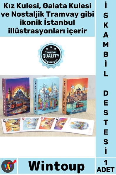 #OyunKartı Kız Kulesi Galata Kulesi Hediye Koleksiyon Kaliteli İstanbul Temalı İskambil Oyun Kartı ürün görseli 1