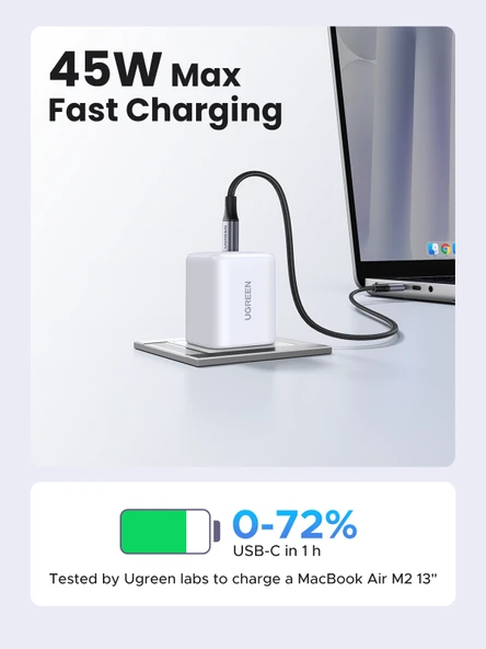 UGREEN 45W USB-C GaN Hızlı Şarj Adaptörü 1C Port Beyaz ürün görseli 1