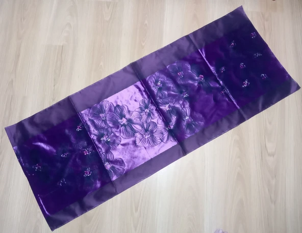 MOR ÇİÇEKLİ RUNNER MASA ÖRTÜSÜ 47x120cm - Resim 3