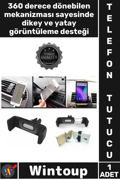 #TelefonTutucu Havalandırma Izgarası Uyumlu 360 Döner Araç Klimasına Takılan Kıskaçlı Telefon Tutucu ürün görseli 1