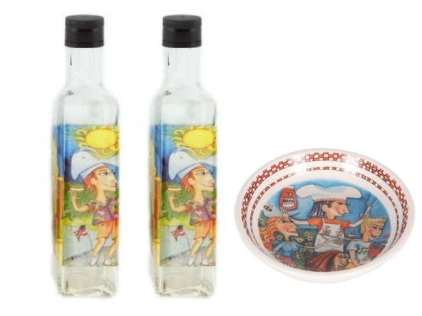 BARBEKÜ PARTİSİ YAĞDANLIK TABAK SET,2 ADET YAĞ ŞİŞESİ 1 ADET TABAK ürün görseli 1