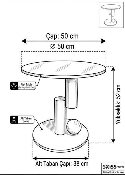 Minimalistik Yan sehpa - Resim 2