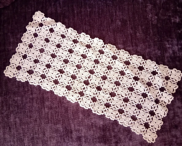 EL İŞİ DANTEL TIĞ İŞİ BEJ  36x15,5cm ürün görseli 1