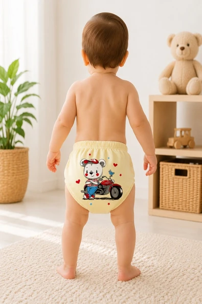 Erkek Bebek Sarı Alıştırma Külodu - Resim 3