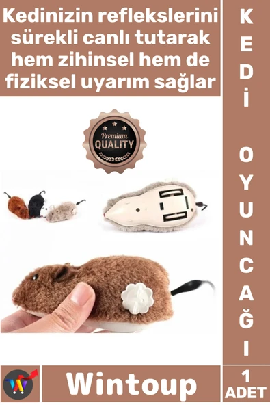 #KediOyuncağı Hareketli İnteraktif Refleks Zihinsel Uyarı Kurmalı Fare Şık Kedi Eğitim Oyuncağı ürün görseli 1