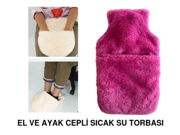 SICAK SU TORBASI CEPLİ PEMBE PELUŞ TERMOFOR 32,5x17,5cm  1500 ML ürün görseli 1