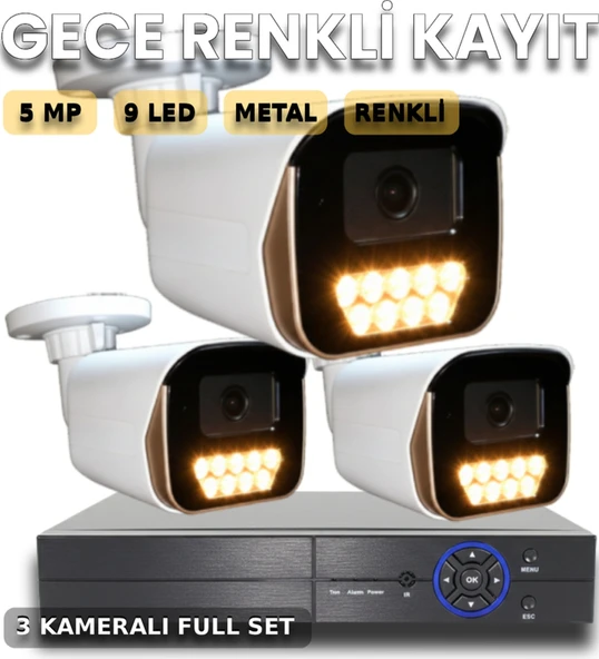 Aurxm2frt9s38kh6 3 Kameralı 5mp Yapay Zeka Destekli Güvenlik Kamera Seti ürün görseli 1