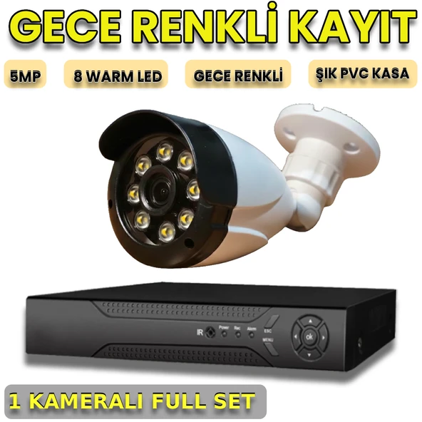 1 KAMERALI 8 WARM LEDLİ 1080P PLASTİK KASA GÜVENLİK KAMERA SETİ ürün görseli 1