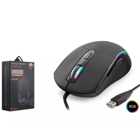 Hadron Destroyer G340 Rgb 6 Buttons Usb 6400 Dpı Oyuncu Mouse (1,40cm Kablo Uzunluğu) ürün görseli 1