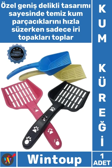 #Kürek Topaklanan Hijyenik Delikli Ergonomik Elekli Dayanıklı Büyük Boy Kedi Kumu Temizleme Küreği ürün görseli 1