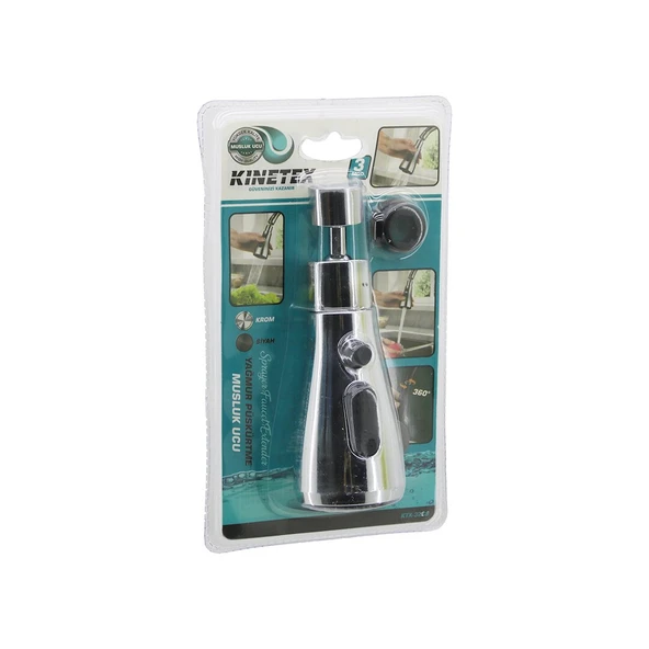 KROM  360 DERECE - 3 MOD YAĞMUR PÜSKÜRTME BORULU KUBAR MUSLUK UCU KTX-3289 (5224) ürün görseli 1