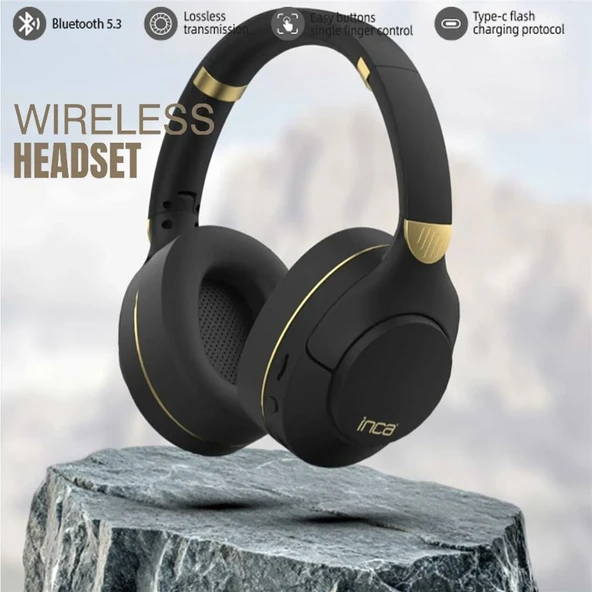 Inca IBK-503S Siyah 5.3 Bluetooth Wireless Kulaklık Micro Sd Kulaklık 400mah Type-c To USB ürün görseli 1