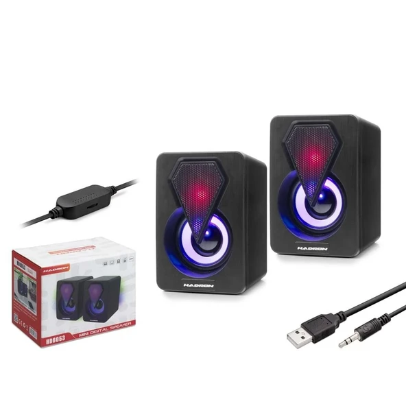 Hadron HD6053 Bilgisayar Speaker 1.1 LEDLİ SİYAH ürün görseli 1
