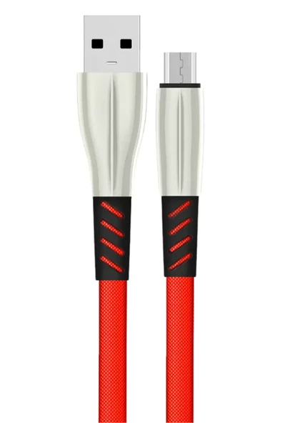 Konfulon S88 Metal Uçlu Micro USB Kablo 1M 2.4A - Kırmızı ürün görseli 1