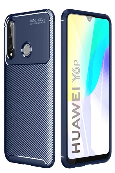 Newface Huawei Y6P Kılıf Auto Focus Karbon Kapak - Lacivert ürün görseli 1