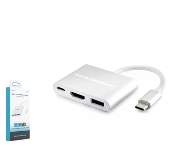 Hadron Hdx7764 Type-C Hdtv Combo Hdmi 4K 30Hz + Type-C + Usb3.0 3In1 Gri ürün görseli 1
