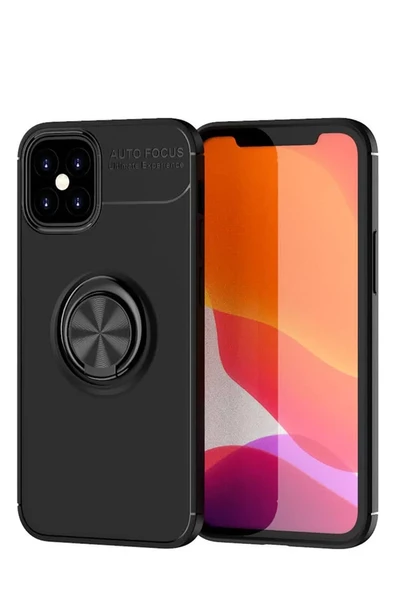 Newface Apple iPhone 12 Mini Kılıf Range Yüzüklü Silikon - Siyah ürün görseli 1