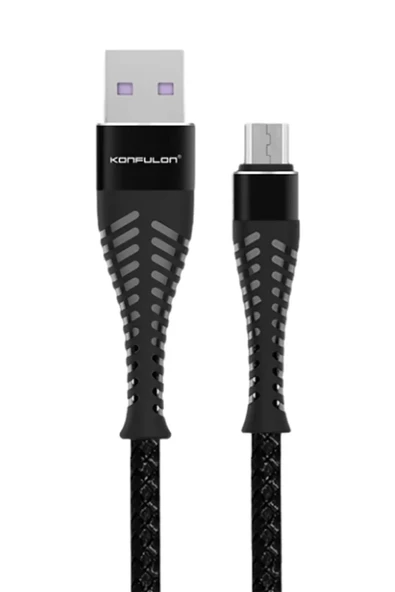 Konfulon S61 Micro USB Kablo 1.2M 2.1A - Siyah ürün görseli 1