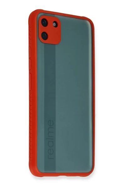 Newface Realme C11 Kılıf Miami Şeffaf Silikon - Kırmızı ürün görseli 1