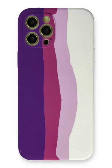 Newface Apple iPhone 12 Pro Max Kılıf Ebruli Lansman Silikon - Mor-Beyaz ürün görseli 1