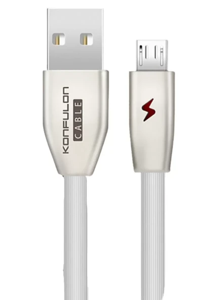 Konfulon S53 Led Işıklı Micro USB Kablo 1M 3A - Beyaz ürün görseli 1