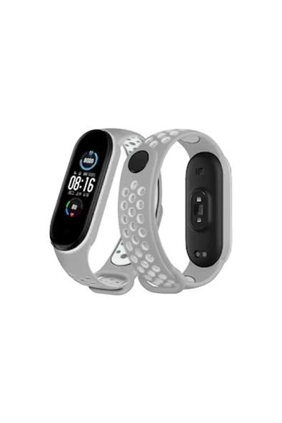 Newface Xiaomi Mi Band 4 Spor Delikli Kordon - Gri-Beyaz ürün görseli 1