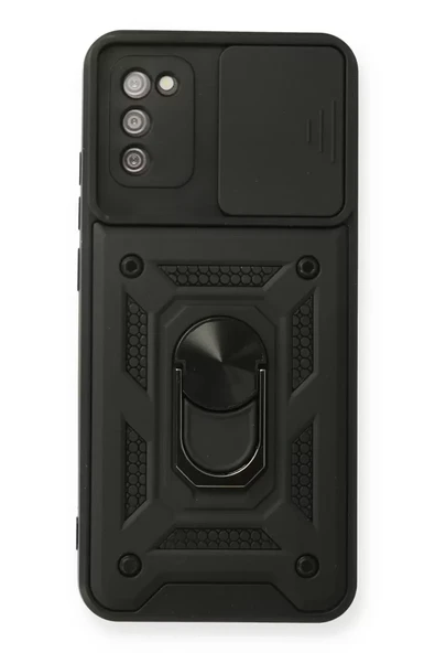 Newface Samsung Galaxy A03S Kılıf Pars Lens Yüzüklü Silikon - Siyah ürün görseli 1