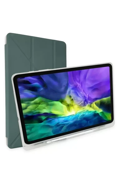 Newface Apple iPad 10.2 (8.nesil) Kılıf Kalemlikli Mars Tablet Kılıfı - Koyu Yeşil ürün görseli 1