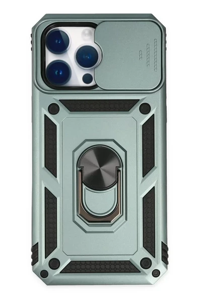 Newface Apple iPhone 14 Pro Kılıf Pars Lens Yüzüklü Silikon - Yeşil ürün görseli 1