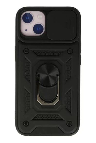 Newface Apple iPhone 13 Kılıf Pars Lens Yüzüklü Silikon - Siyah ürün görseli 1