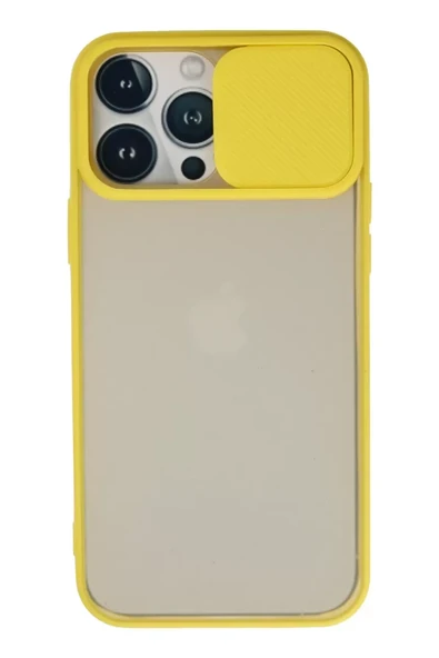 Newface Apple iPhone 13 Pro Max Kılıf Palm Buzlu Kamera Sürgülü Silikon - Sarı ürün görseli 1