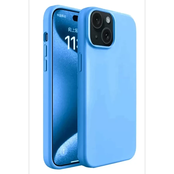 Newface Apple iPhone 15 Plus Kılıf First Silikon - Mavi - Resim 2